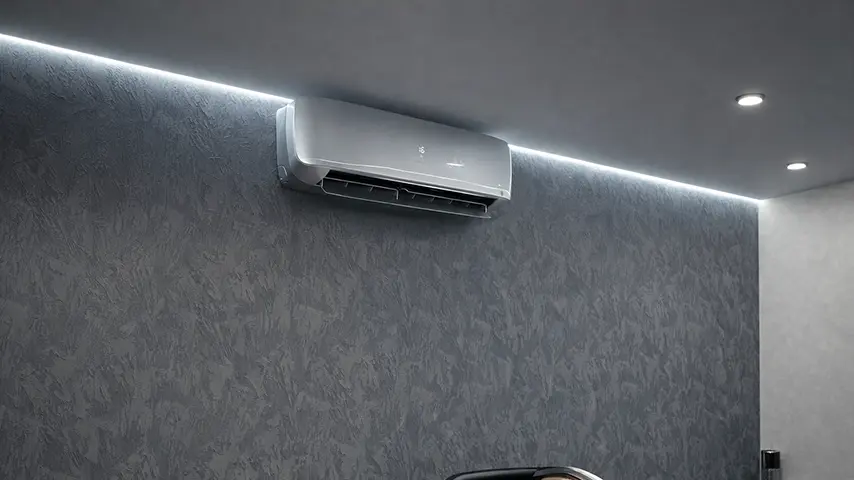 Настенный кондиционер с LED подсветкой на стене