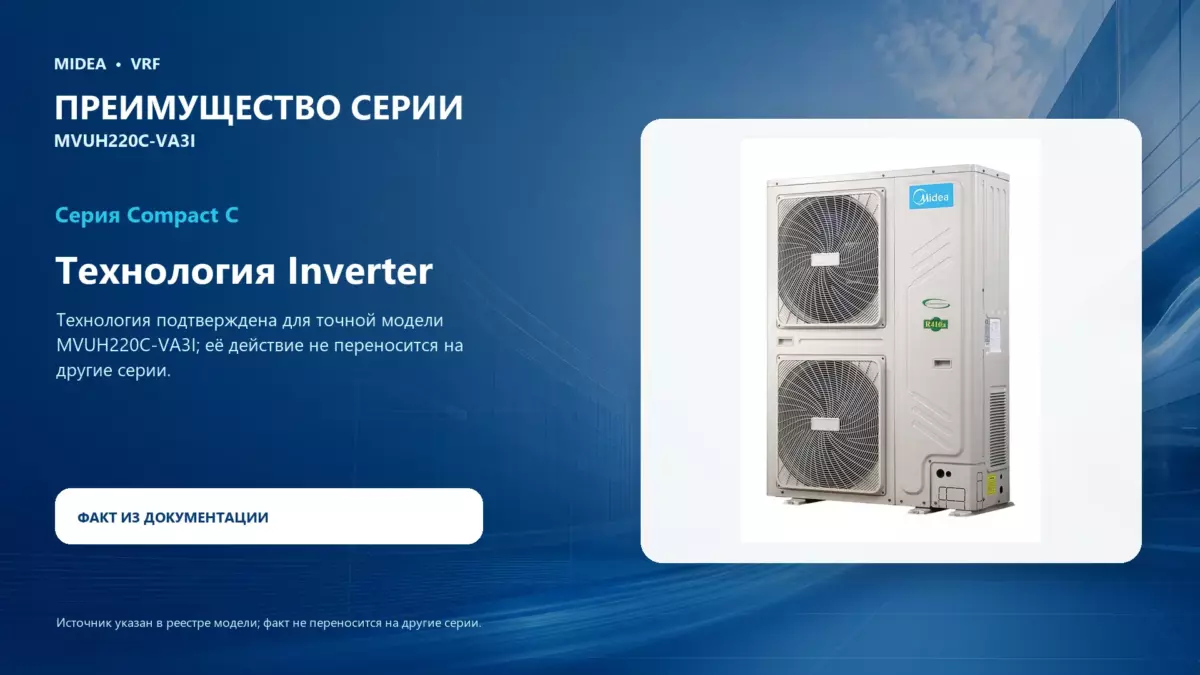 Midea VRF MVUH220C-VA3I — преимущество серии