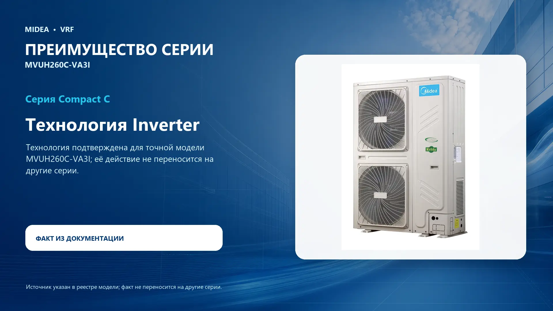 Midea VRF MVUH260C-VA3I — преимущество серии