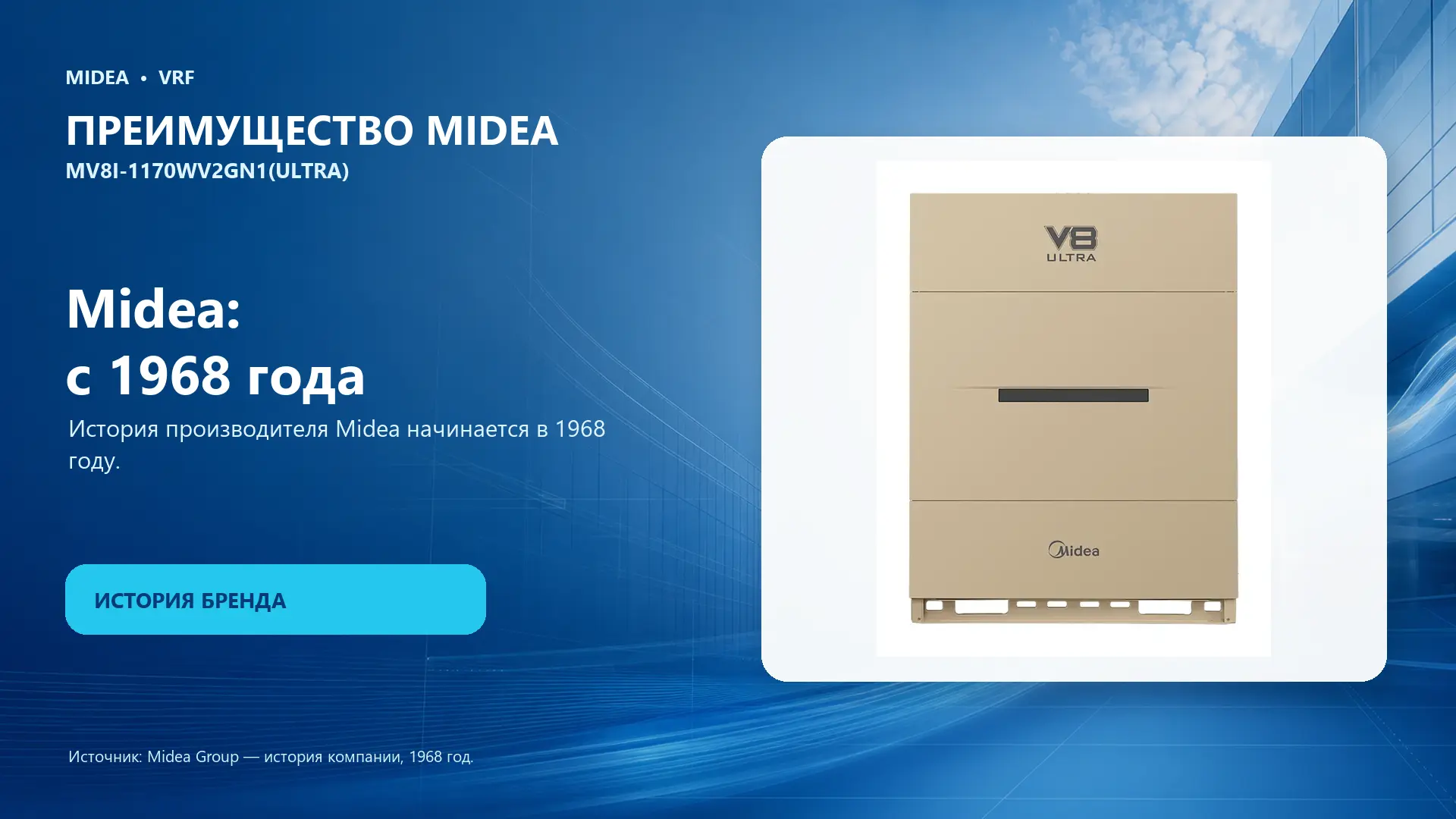 Midea VRF MV8I-1170WV2GN1(ULTRA) — преимущество Midea