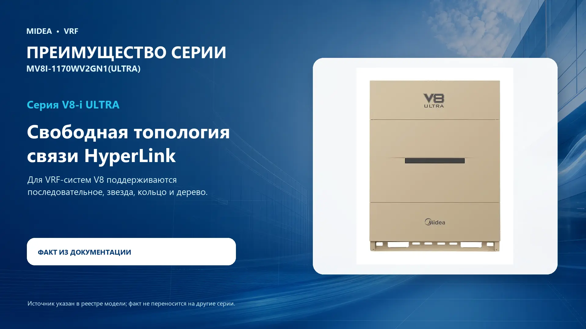 Midea VRF MV8I-1170WV2GN1(ULTRA) — преимущество серии