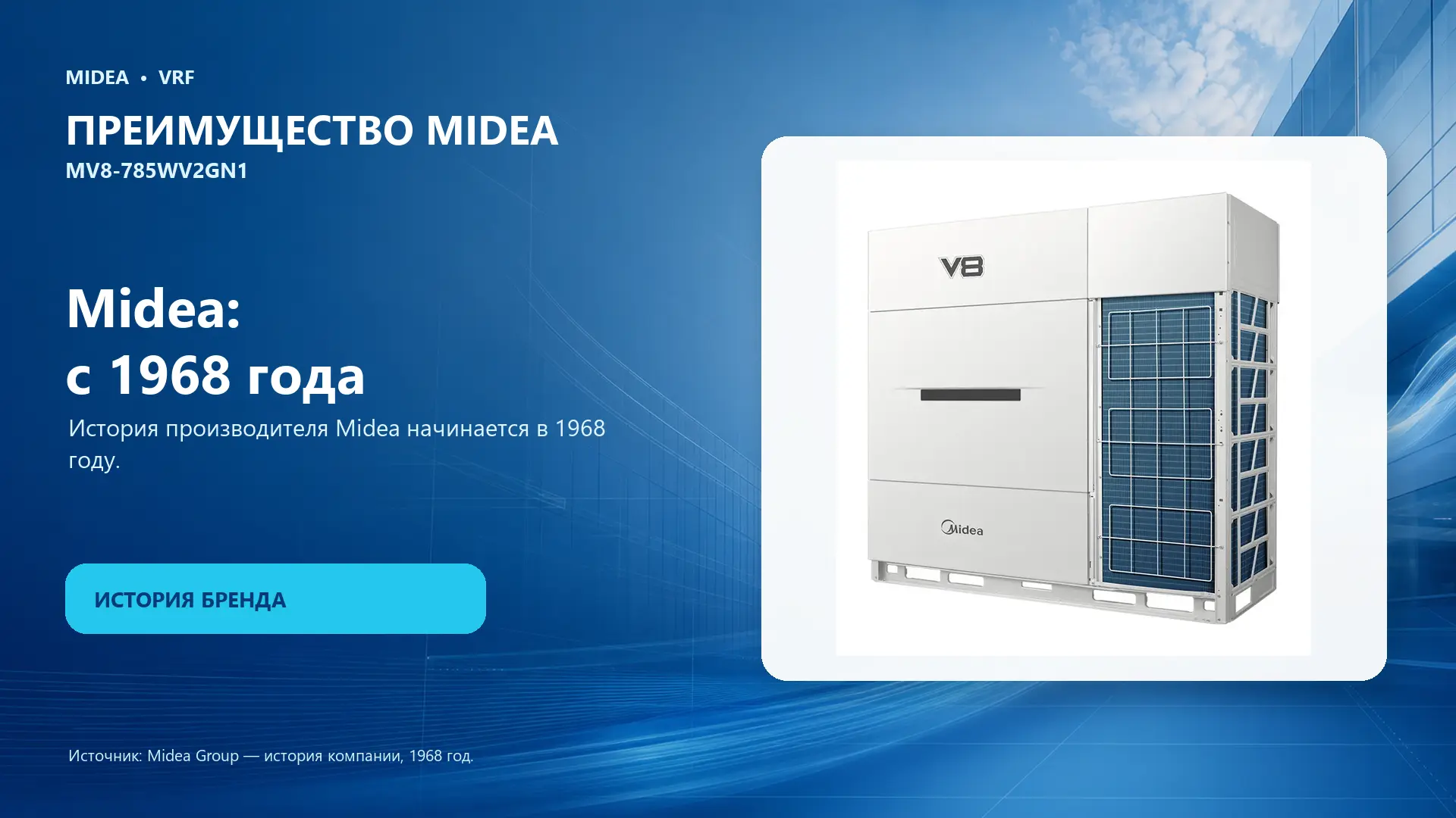 Midea VRF MV8-785WV2GN1 — преимущество Midea