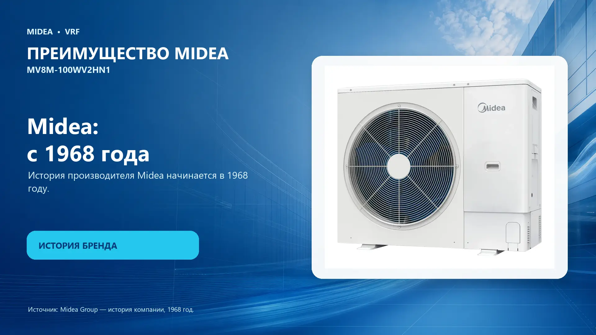 Midea VRF MV8M-100WV2HN1 — преимущество Midea