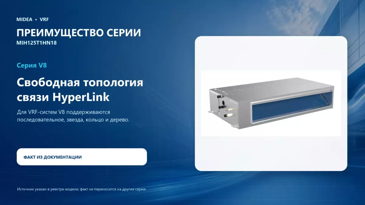 Midea VRF MIH125T1HN18 — преимущество серии