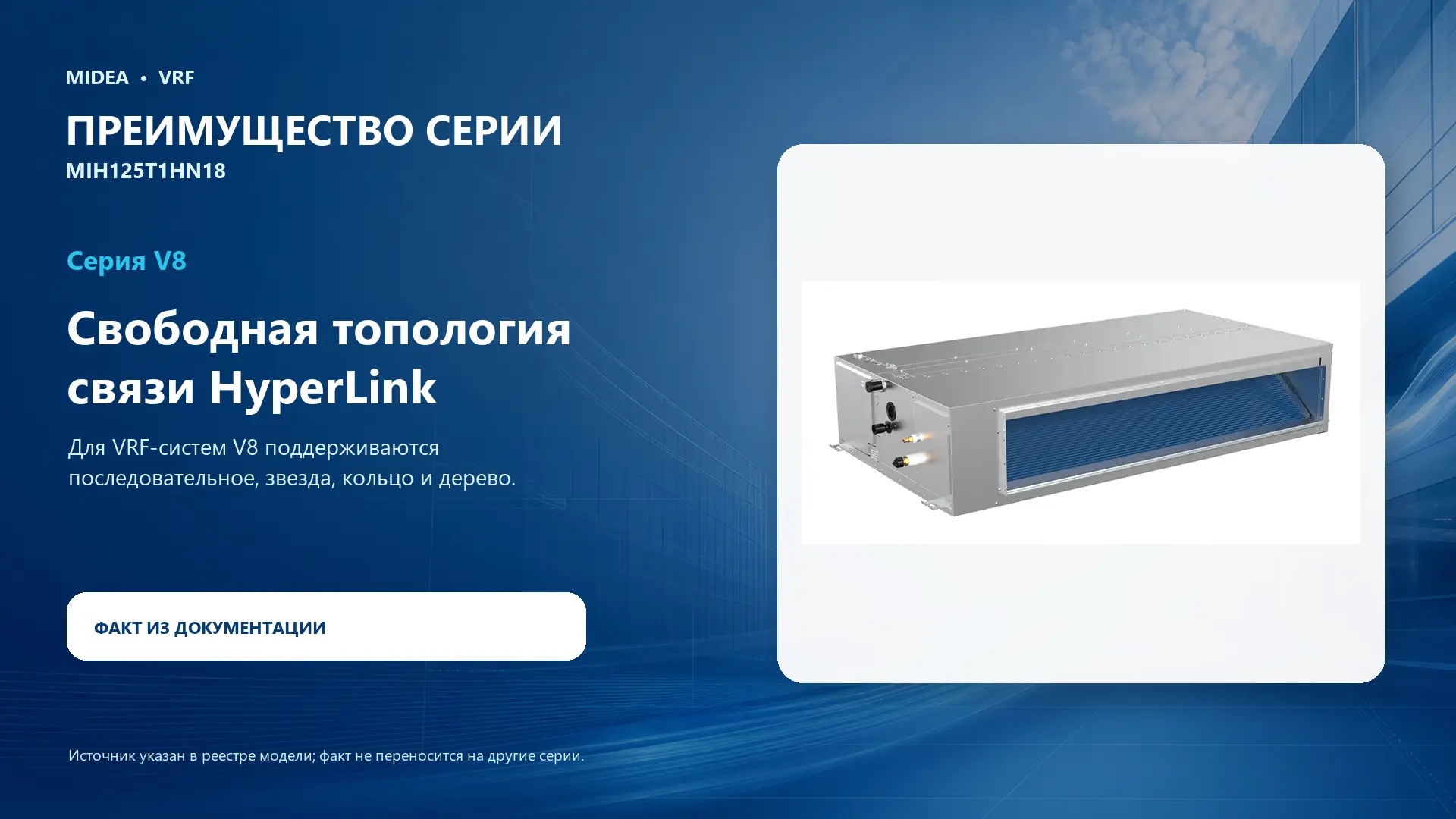 Midea VRF MIH125T1HN18 — преимущество серии