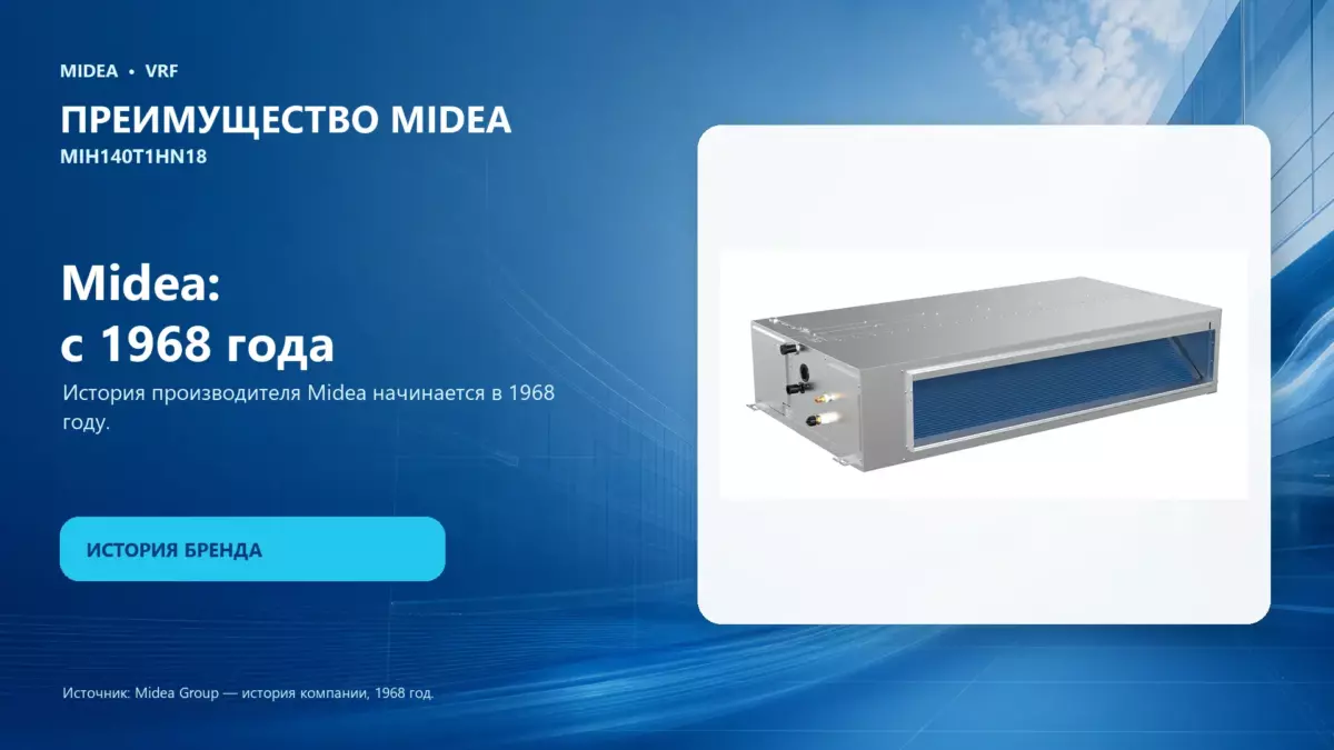 Midea VRF MIH140T1HN18 — преимущество Midea