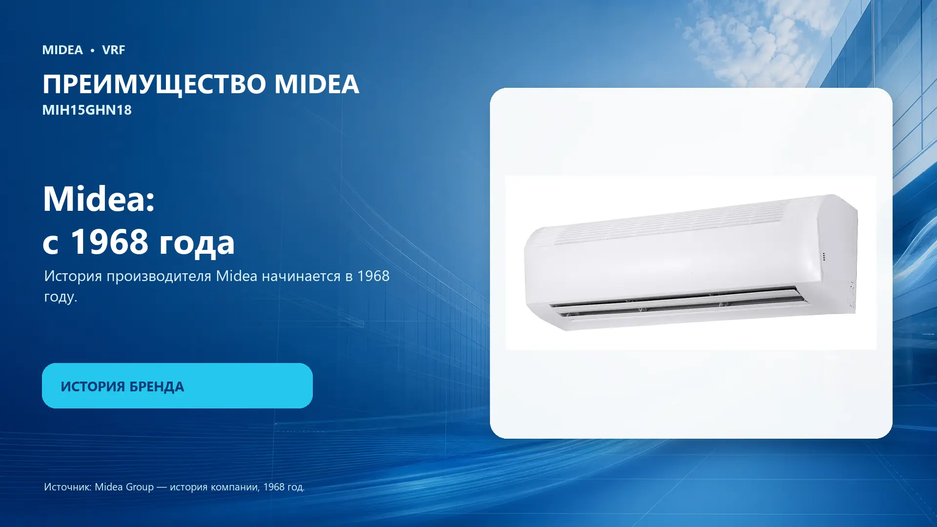 Midea VRF MIH15GHN18 — преимущество Midea
