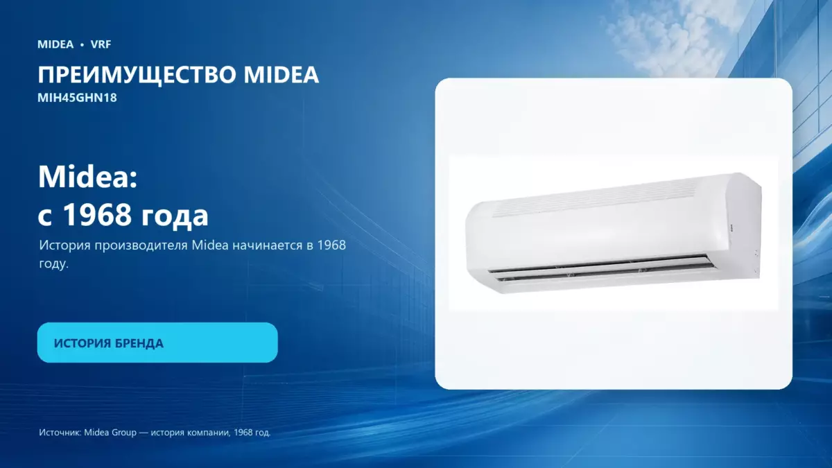 Midea VRF MIH45GHN18 — преимущество Midea